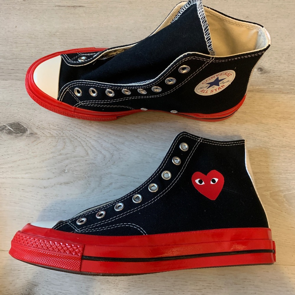 Converse Comme des Garcons PLAY Chuck 70 High Top Black Red A01793C Mens 8 W 10